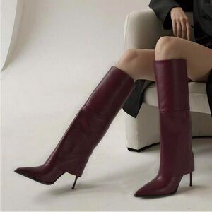 Elegant Burgundy Knee-High Women's Boots